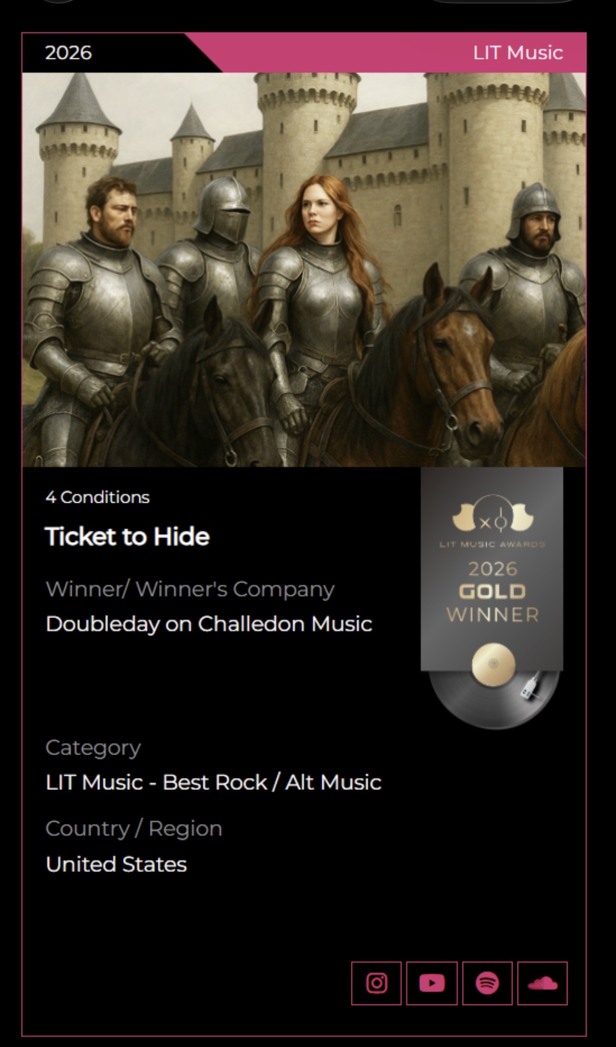 4 Conditions band wins Gold Award in 2026 Music Lit Contest for Ticket to Hide